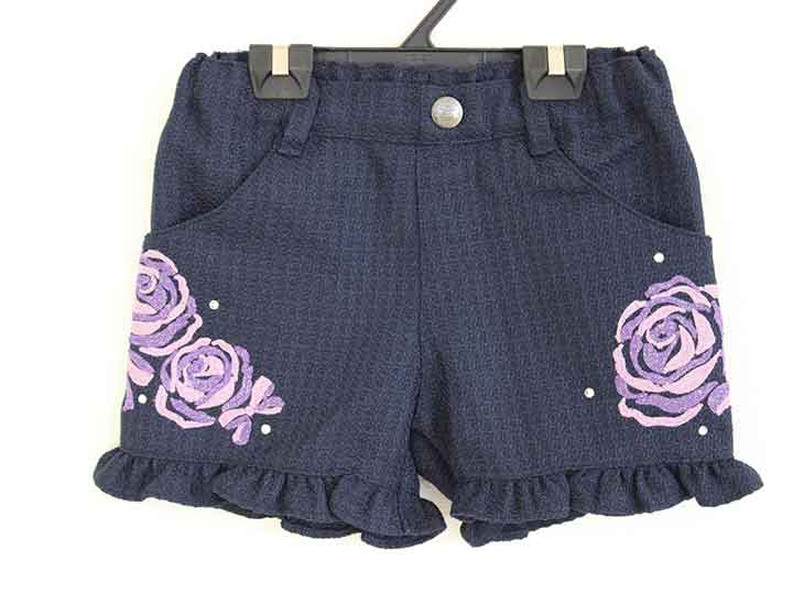 【値下げ!】†アナスイミニ/ANNA SUI mini†90cm ショートパンツ/ハーフパンツ/半ズボン/短パン 紺【中古】子供服 キッズ kids ベビー服 ...