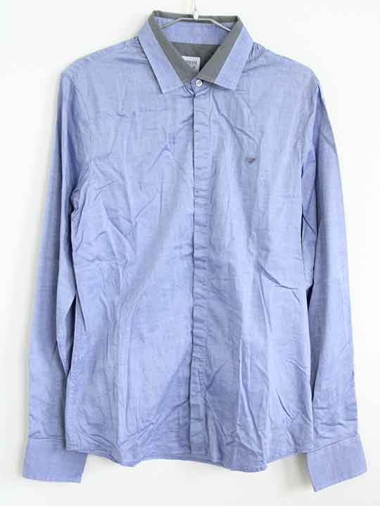 †アルマーニ ジュニア/Armani Junior †175cm(16A) 長袖シャツ 青【中古】子供服 キッズ kids ジュニア 男の子 春秋 tops 402042