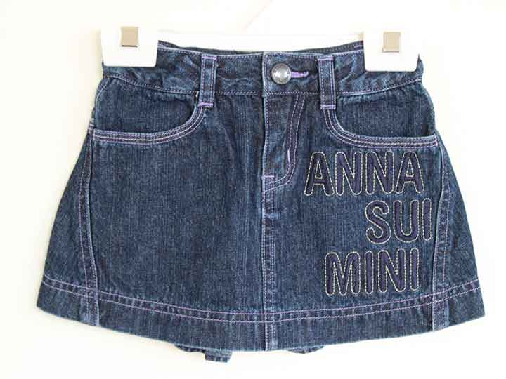 【値下げ!】†アナスイミニ/ANNA SUI mini†100cm デニムスカート/スカート インディゴ【中古】子供服 キッズ kids 女の子 春夏秋冬 bo...