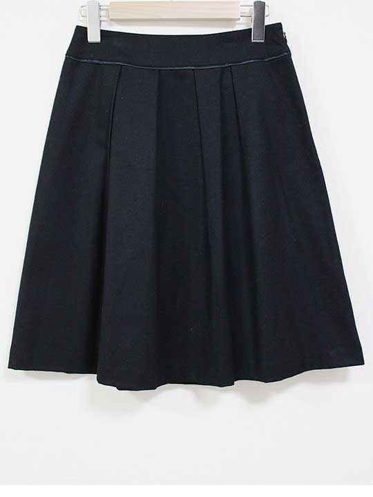 ☆NOLLEY'S/ノーリーズ☆ウールスカート/サイドジップ/シンプル/無地/ミディ丈 ブラック/黒 レディース 36【中古】秋冬 720132