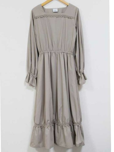 ☆LEBECCA boutique/レベッカブティック☆2020年製/ブラウスワンピース/スクエアネック/ポケット/長袖/ロング丈 ベージュ レディース F【中古】秋冬 711132 onepi ☆LEBECCA boutique/レベッカブティック☆2020年製/ブラウスワンピース/スクエアネック/ポケット/長袖/ロング丈 ベージュ レディース F【中古】秋冬 711132 onepi