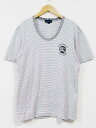 【楽天スーパーSALE】☆BURBERRY BLACK LABEL/バーバリーブラックレーベル☆ロゴプリントボーダーカットソー/カットソー/Tシャツ/半袖/カジュアル グレー×ホワイト メンズ L【中古】春夏 513042(4)