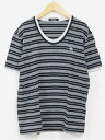 ☆BURBERRY BLACK LABEL/バーバリーブラックレーベル☆ボーダーカットソー/カットソー/Tシャツ/半袖/ラウンドネック/ロゴ/カジュアル ブラック×グレー メンズ 3【中古】春夏 513042