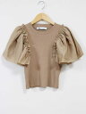 ☆ZARA/ザラ☆袖切替ニット/ニット/セーター/半袖/クルーネック/無地 ライトブラウン/茶 レディース M【中古】夏 923042(4)