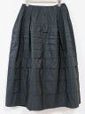 ☆LANVIN COLLECTION/ランバン コレクション☆シルクミクスチャータフタスカート/バックジップ/無地/ミモレ丈 ブラック/黒 レディース【中古】春...