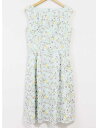 ☆TOCCA/トッカ☆FLOWER FRIENDSドレス/ワンピース/バックジップ/ポケット/花柄/ノースリーブ/ミディ丈 ライトグリーン/緑 レディース 0【...