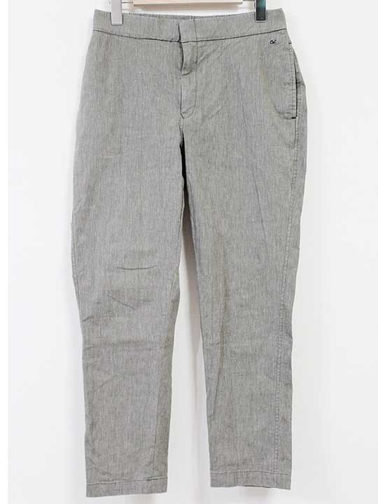 Linen, Hemp - 45R コットンリネンハケ目のイージーパンツ レディース 3 グレー【中古】 ☆