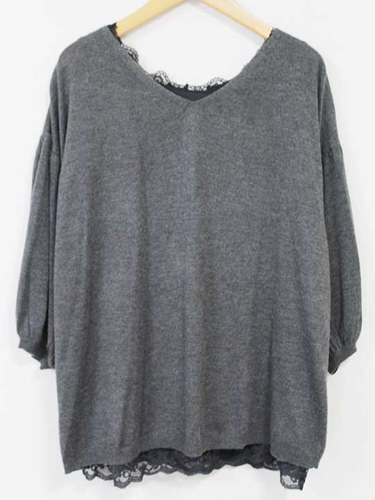 ストロベリーフィールズ バックリボンレイヤードニット レディース MX グレー【中古】 ☆