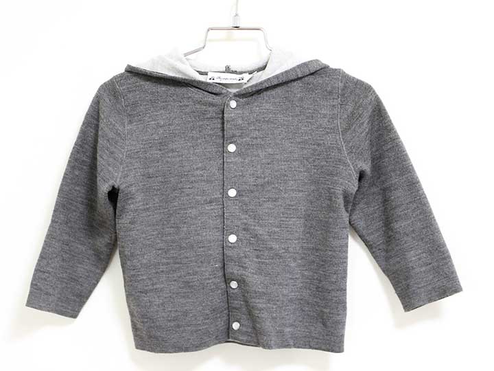 ボンポワン フード付カーディガン 90cm キッズ 女児 男児 グレー 【中古】△