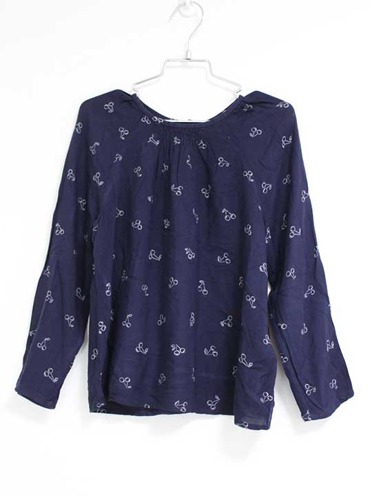 ボンポワン 長袖ブラウス 128cm キッズ 女児 紺 【中古】【新入荷!】△