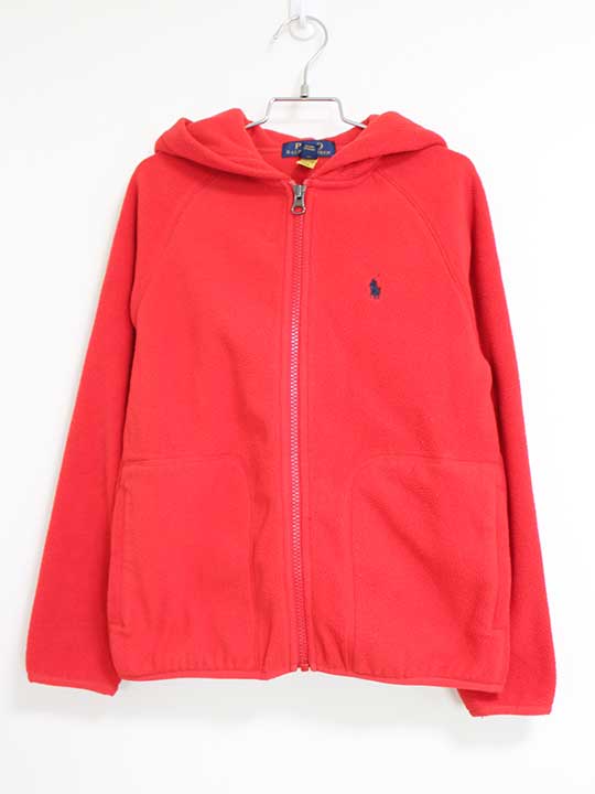 ノースフェイス フリースパーカー 140cm キッズ 女児 赤 【中古】【新入荷!】△(4)