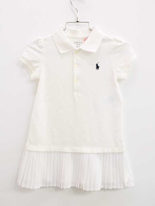 【新規値下げ!】ラルフローレン 半袖ワンピース 85cm キッズ 女児 白【新品未使用品】△