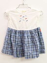 ♪ミキハウス/mikihouse♪80cm 半袖ワンピース 白×サックス系 ミキハウスチェック【中古】子供服 キッズ kids ベビー服 baby 女の子 夏 onepi 307042(4)