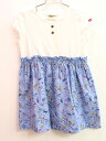 【夏SALE!】♪ミキハウスホットビスケッツ/MIKI HOUSE HOT BISCUITS♪110cm 半袖ワンピース 白×インディゴブルー系【中古】子供服 キッズ kids 女の子 夏 onepi 316042