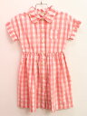 【夏SALE!】♪ボンポワン/BONPOINT♪116cm 半袖シャツワンピース ピンク×白【中古】子供服 キッズ kids 女の子 夏 onepi 316042