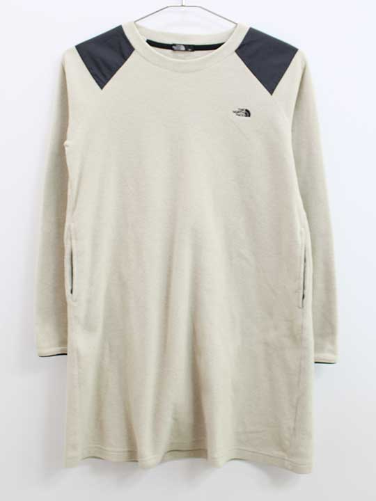 ♪ザ・ノースフェイス/THE NORTH FACE♪150cm ガールズマイクロフリースワンピース ライトベージュ×黒【中古】子供服 キッズ kids ジュニア 女の子 秋冬 onepi 019042