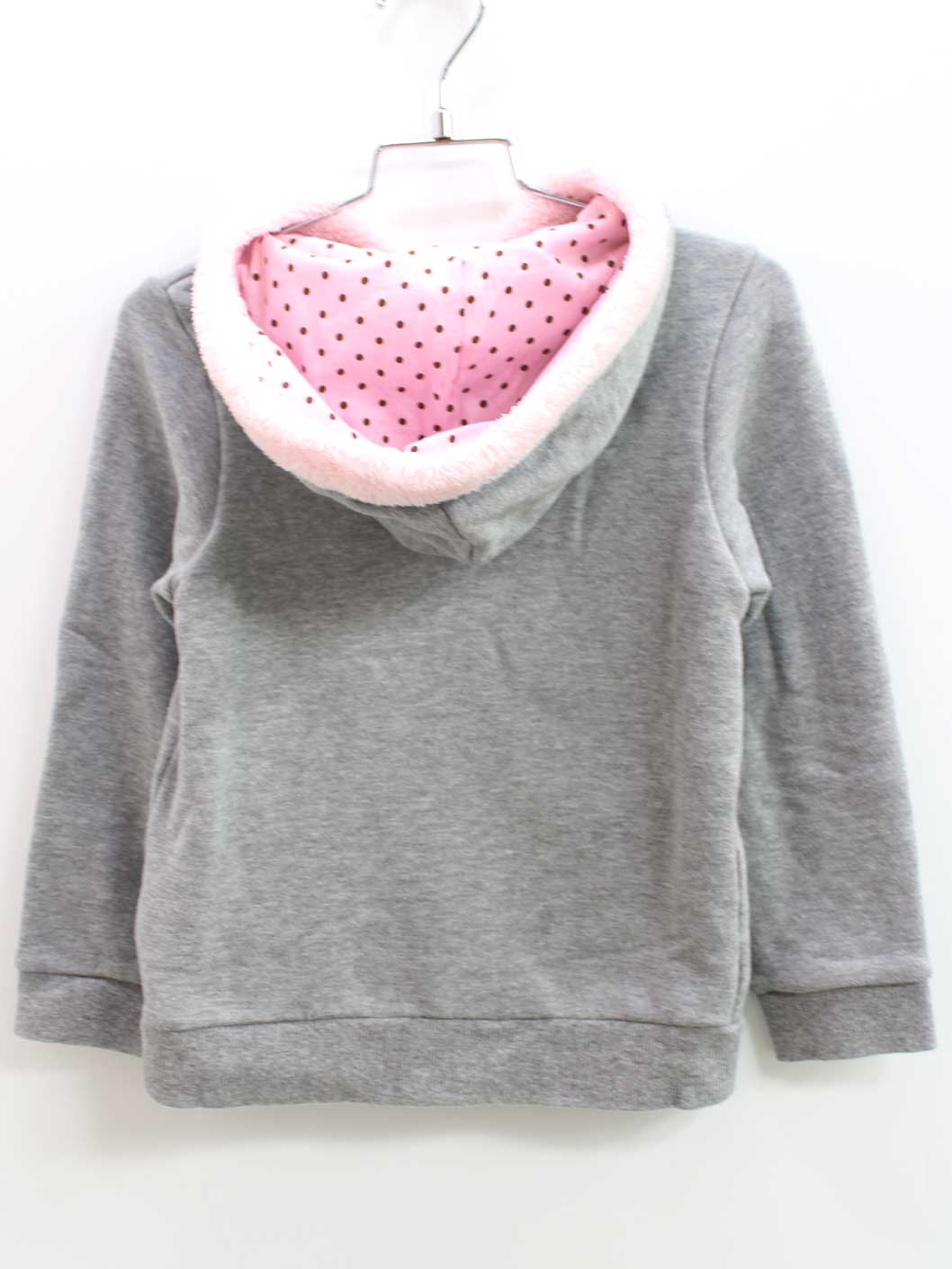 ♪ミキハウス/mikihouse♪110cm パーカー/スウェット/スエット/フード付トレーナー グレー×ピンク【中古】子供服 キッズ kids 女の子 秋冬 tops 409042