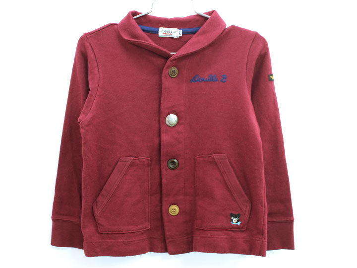 ♪ミキハウスダブルB/MIKIHOUSE DOUBLE.B♪110cm カーディガン 紺×白【中古】子供服 キッズ kids 男の子 ..