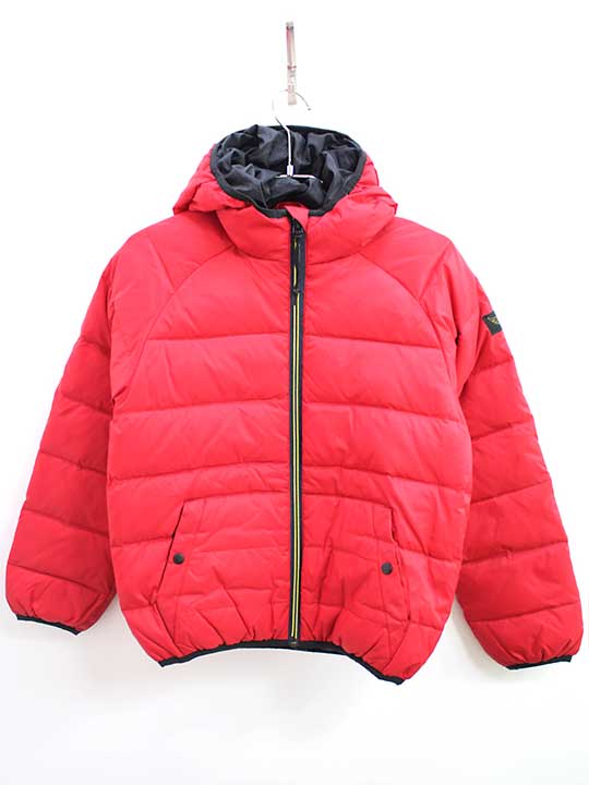 ♪フィンガーインザノーズ/Fingerinthenorse♪140cm ダウンジャケット/アウター/ジャンパー 赤×黒【中古..