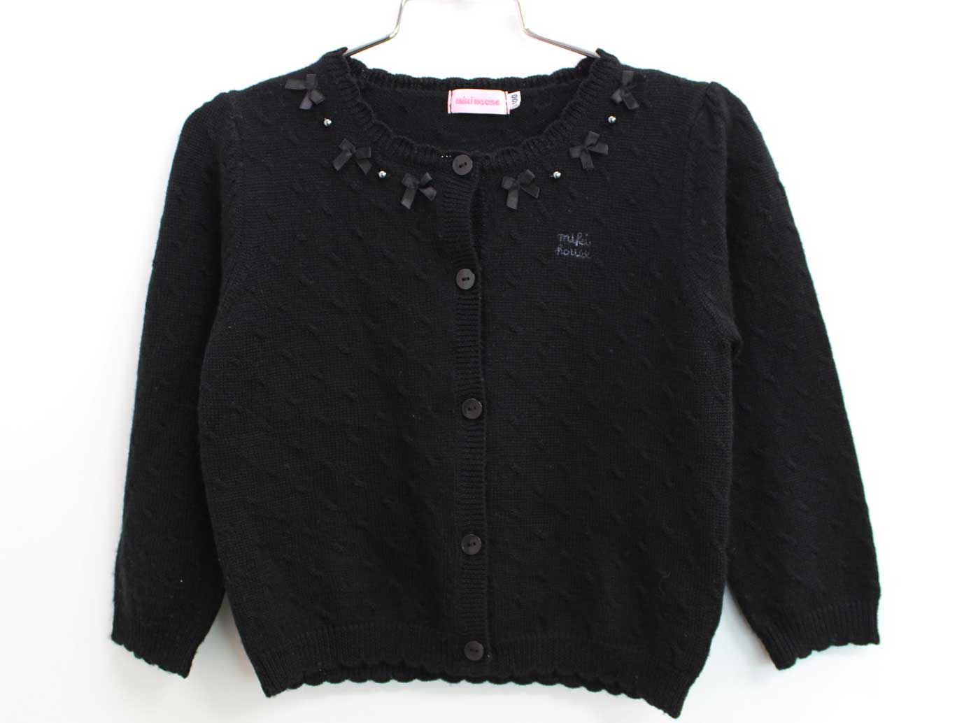 ♪ミキハウス/mikihouse♪100cm カーディガン 黒 フォーマル 七五三 入園式 卒園式 結婚式 発表会 謝恩会 冠婚葬祭【中古】子供服 キッズ kids 女の子 fml 921052