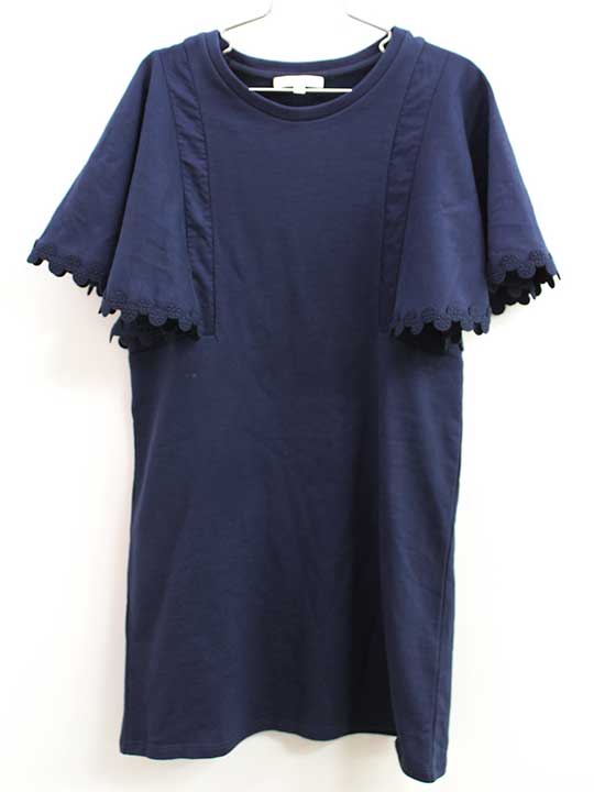 Short Sleeves - クロエ 半袖ワンピース 140cm キッズ 女児 紺【中古】♪