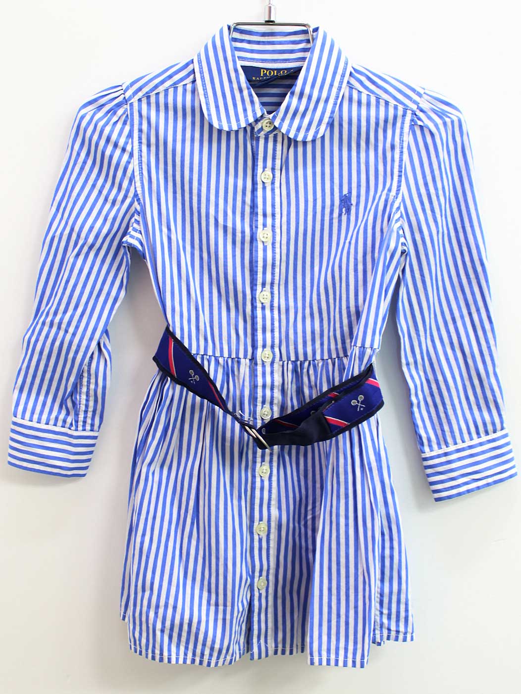 乐天商城 - ラルフローレン 長袖シャツワンピース 100cm キッズ 女児 サックスブルー×白【中古】♪