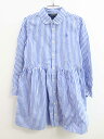 【夏SALE!】ラルフローレン 長袖シャツワンピース 125cm キッズ 女児 サックスブルー×白【中古】♪