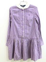 【夏SALE!】ラルフローレン 長袖シャツワンピース 130cm キッズ 女児 紫×白系【中古】♪