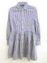 【夏SALE!】ラルフローレン 長袖シャツワンピース 130cm キッズ 女児 インクブルー×白【中古】♪