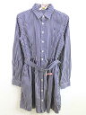 【夏SALE!】ラルフローレン 長袖シャツワンピース 150cm キッズ 女児 インディゴ×白【中古】♪
