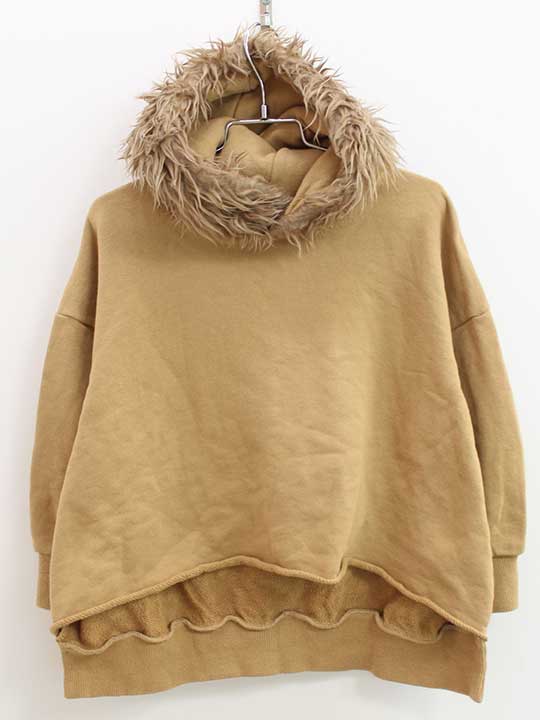 ミチリコ フード付きトレーナー 100-115cm キッズ 女児 ベージュ【中古】♪