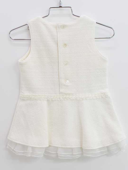 コムサフォセット ノースリーブドレスワンピース 80cm キッズ 女児 オフホワイト×白【中古】♪