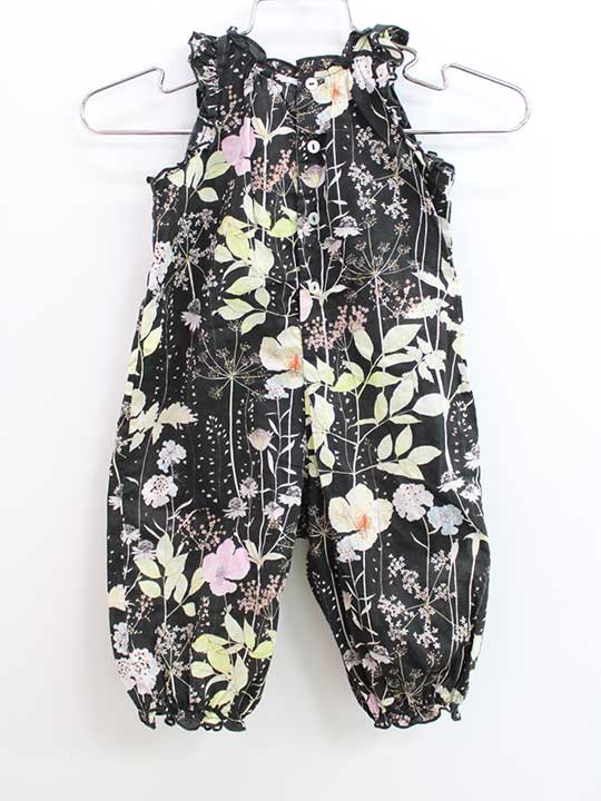 ボンポワン ノースリーブオールインワン 66cm キッズ 女児 黒系【中古】♪