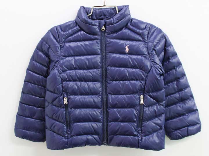 ラルフローレン 中綿ブルゾン 90cm キッズ 女児 紺×ピンク【中古】♪