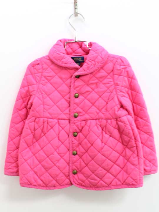 ラルフローレン キルティングジャケット 110cm キッズ 女児 ショッキングピンク【中古】♪