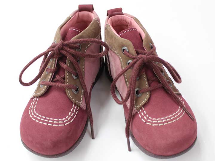 キッカーズ ハイカットシューズ 14cm キッズ 女児 小豆色×ピンク【新品 未使用品】【新入荷】♪