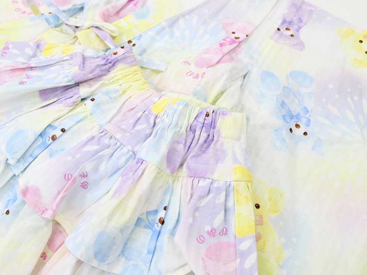 メゾピアノ セパレート浴衣×帯セット 90cm キッズ 女児 マルチカラー【中古】♪