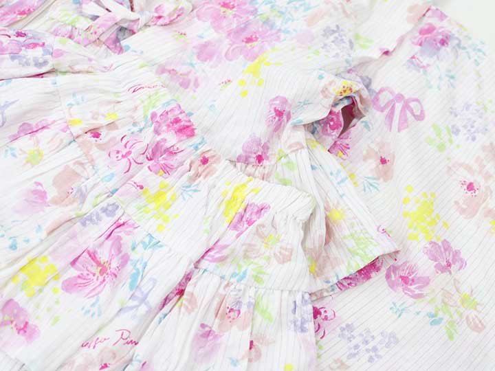 メゾピアノ セパレート浴衣×帯セット 100cm キッズ 女児 ピンク系【中古】♪