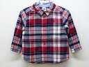 ♪プチバトー/PETIT BATEAU♪86cm 長袖シャツ 赤×紺系【中古】子供服 キッズ kids ベビー服 baby 男の子 秋冬 409032