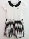 【夏SALE!】♪アニエスb/アニエスベー/agnes b. ENFANT♪135cm 半袖ワンピース 白×黒【中古】子供服 キッズ kids 女の子 春夏 onepi 715042