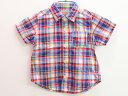 【夏SALE!】♪ミキハウス/mikihouse♪80cm 半袖シャツ 赤×青系【中古】子供服 キッズ kids ベビー服 baby 男の子 夏 tops 42...