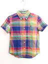 【夏SALE!】♪ラルフローレン/Ralph Lauren♪110cm 半袖シャツ 紺×赤系【中古】子供服 キッズ kids 男の子 夏 tops 825042