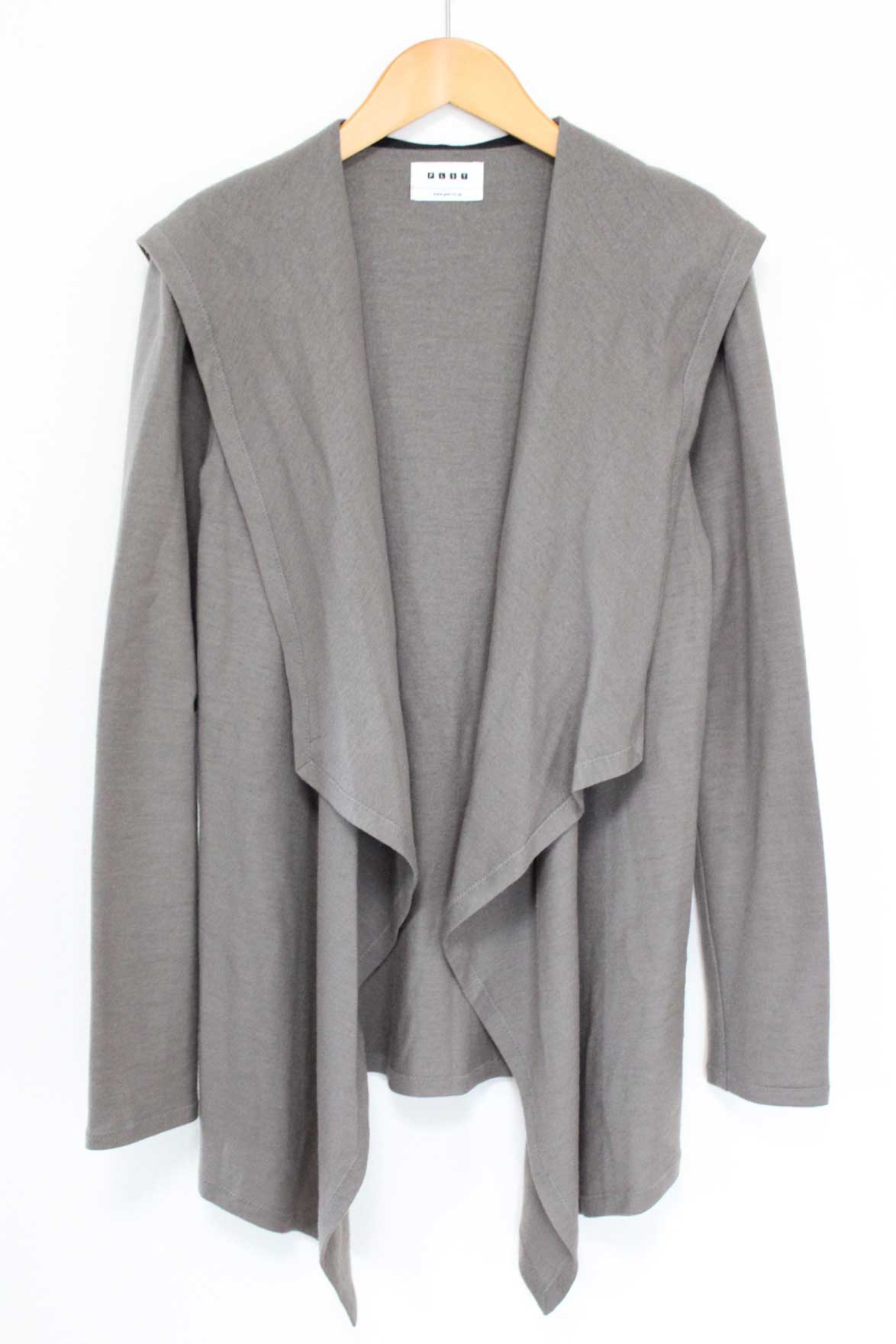 ●PLST/プラステ●ウールフーディーカーディガン/長袖 ライトブラウン/茶 レディース 2【中古】春秋 609042