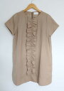 【SALE】●Ray BEAMS/レイビームス●フロントフリルウールワンピース/半袖/クルーネック/膝丈 ベージュ レディース 【中古】春秋 onepi 522...