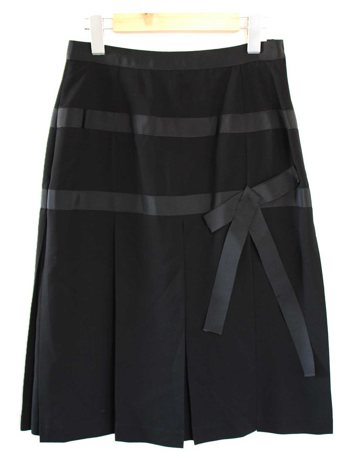 【SALE】●LANVIN collection/ランバンコレクション●スカート/膝下丈/リボン ブラック/黒 レディース 40【中古】春夏 522052