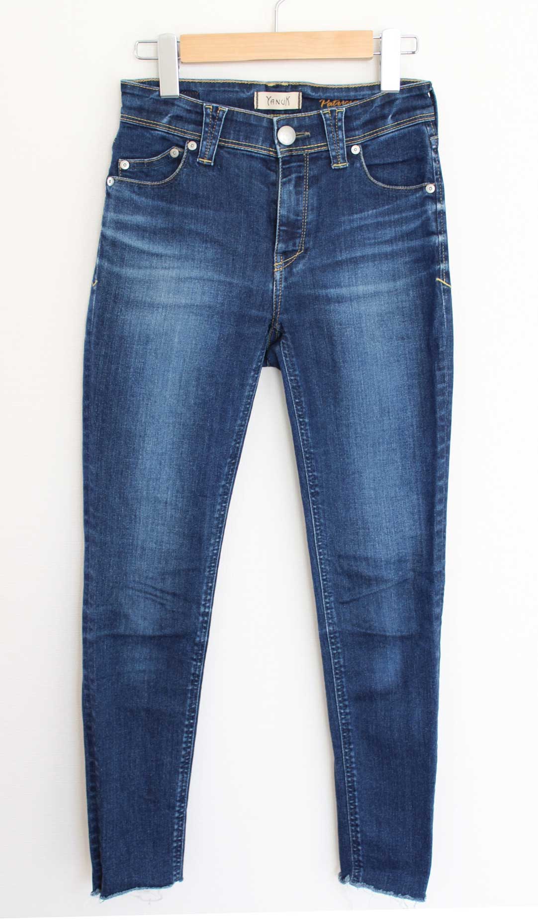 乐天商城 - 【値下げ】ヤヌーク カットオフスキニーデニム レディース 25 インディゴブルー/青【中古】●