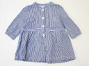 【楽天スーパーSALE!】●ファミリア/familiar●70cm ワンピース 青×白 ストライプ【中古】子供服 キッズ kids ベビー服 baby 女の子 春秋冬 402022