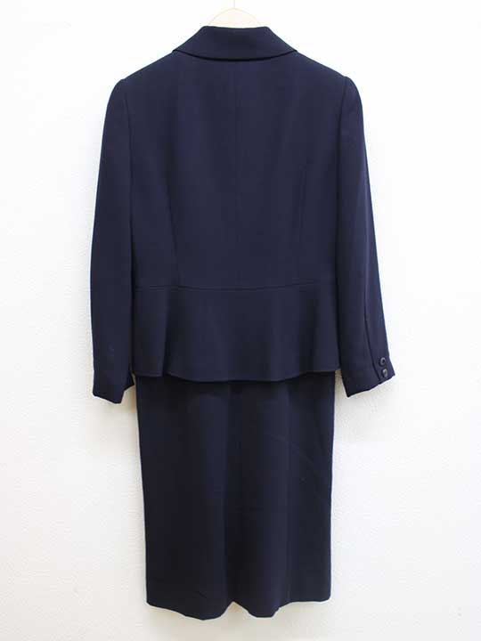 【新規値下げ】■nouv confine/ヌーヴコンフィニ■アンサンブルスーツ/ワンピース/ジャケット/半袖/長袖/ミディアム丈 濃紺/ネイビー レディース 9 お受験 面接 フォーマル 卒業式 入学式 説明会 見学会 学校行事 園行事 式典【中古】春夏秋冬 425042 text