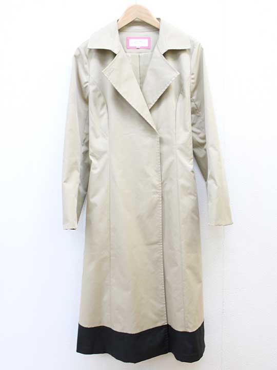 ■HANAE MORI ALMA EN ROSE/ハナエモリ アルマアンローズ■URUMAロングコート/長袖 ベージュ レディース 38【中古】春秋 otr 402042