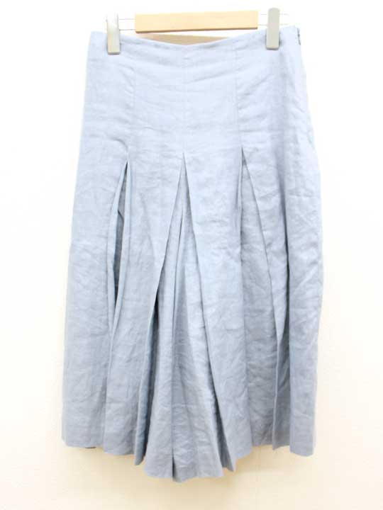 ■HELIOPOLE/エリオポール■リネンタックキュロットパンツ/ミモレ丈 ライトブルー レディース 36【中古】春夏 612042